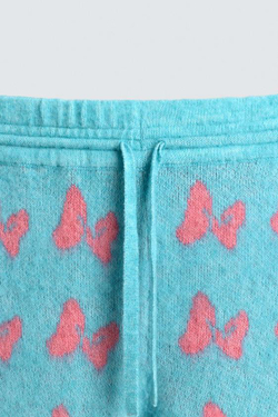 ZARA HARRY LAMBERT X DISNEY ТРИКОТАЖНЫЕ БРЮКИ С ИНТАРСИЕЙ И ЛЕНТАМИ, ГОЛУБОЙ