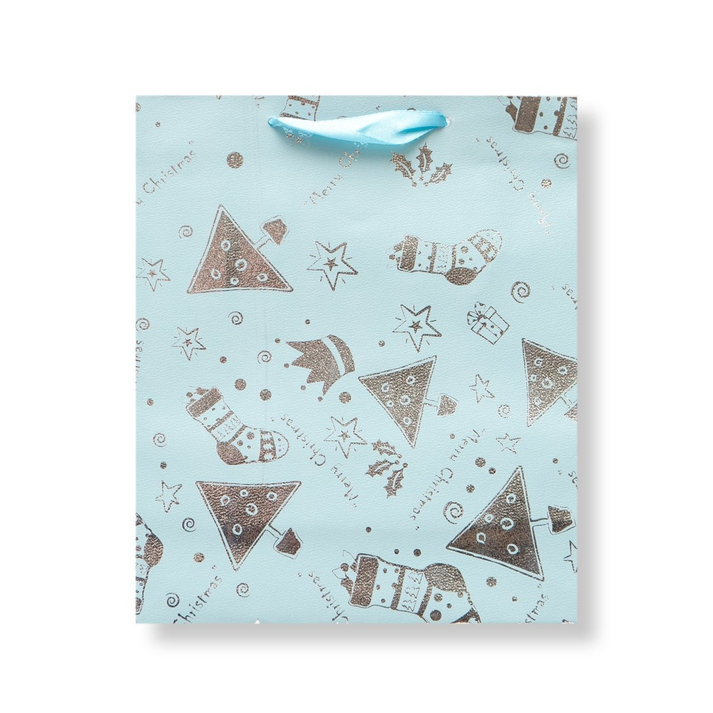 Пакет подарочный бумажный Alingar, (L+) 25,5х33,5х8,5 см, "С Новым годом!", ламинация, тиснение фольга, ассорти