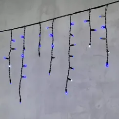 Светодиодная бахрома с колпачком 3,1*0,5 м., 120 синих LED ламп, мерцание, каучуковый черный провод, LTC (LL120BLW-1-2B)