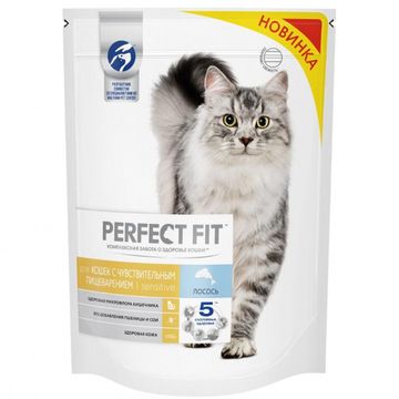 PERFECT FIT полноценный корм для кошек с чувствительным пищеварением Лосось