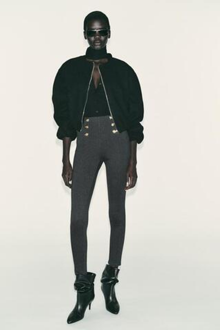 ZARA ЛЕГИНСЫ С ПУГОВИЦАМИ, АНТРАЦИТОВО-СЕРЫЙ