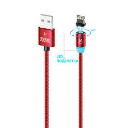 Кабель USB с магнитным разъемом Lightning красного цвета, съемный разъем с подсветкой, 1 метр, 2А