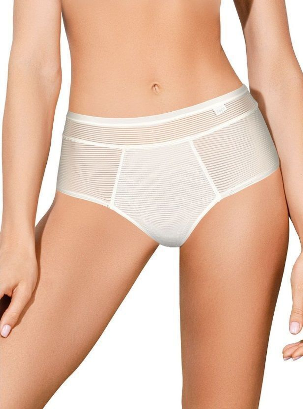 Высокие трусики-слипы Invisiline в тонкую полоску (Размер: XXL) (Цвет: молочный)
