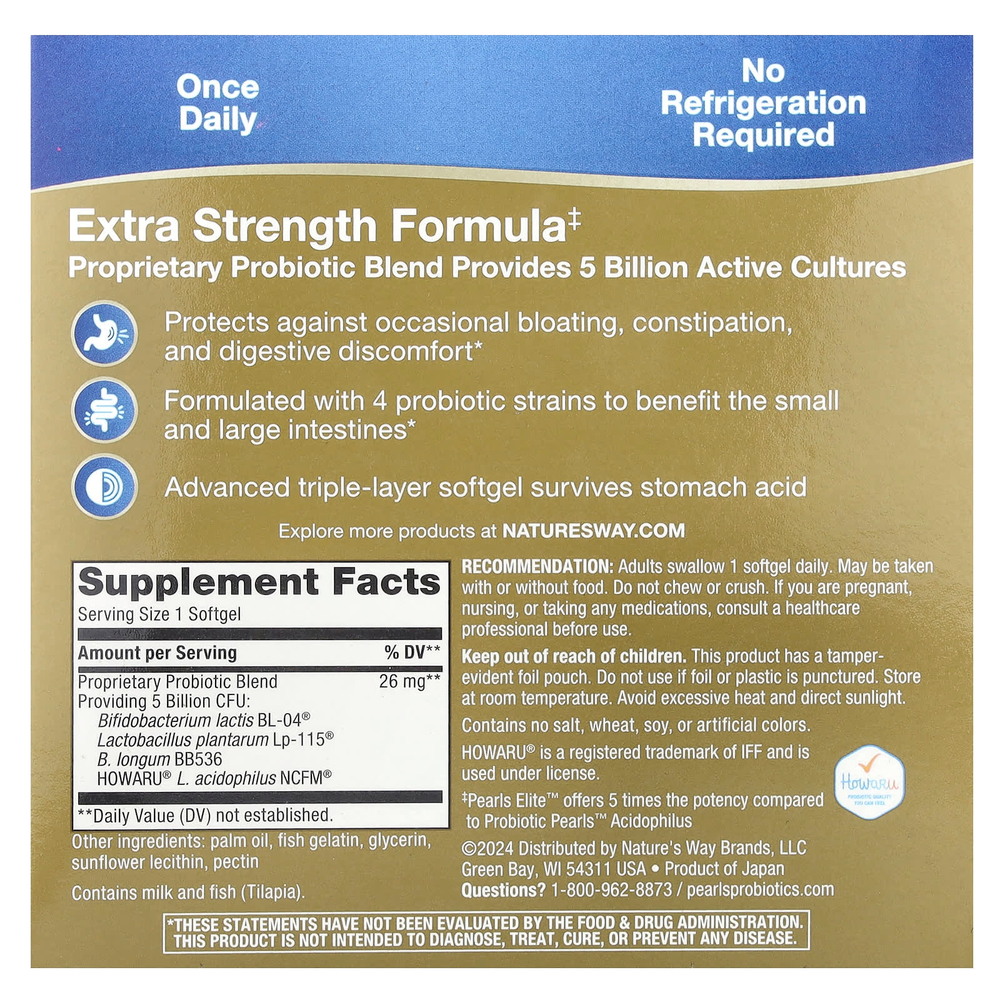 Nature's Way, Pearls® Elite™, пробиотик, 5 млрд КОЕ, 30 капсул