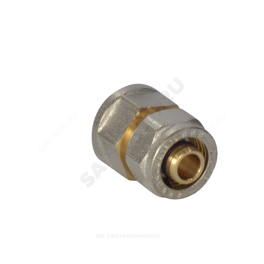 Муфта МП латунь никель обжим Дн 26х3/4" ВР ГОСТ 32415-2013 7002 Aquasfera 7002-05