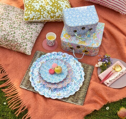 Тарелка большая многоразовая "Liberty of London" 1 шт. (диам. 25см) розово-синий принт