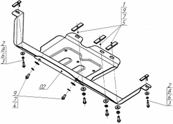 Защита раздаточной коробки. 2 мм, Сталь. для Jac T9 2024-н.в., Motodor.78318