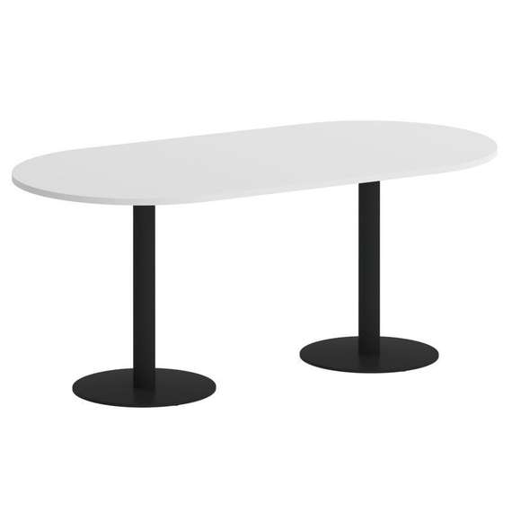 Onix Direct Стол овальный O.SPRG-3 Белый Бриллиант/Металл Черный 1800*900*750