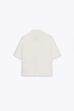 ZARA КАРДИГАН С КОРОТКИМ РУКАВОМ, ЭКРЮ