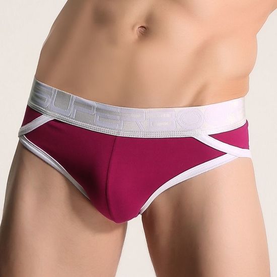 Мужские трусы брифы фиолетовые с серебристой резинкой Superbody Pink Brief
