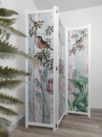 Ширма из массива дерева "Птички" 180см