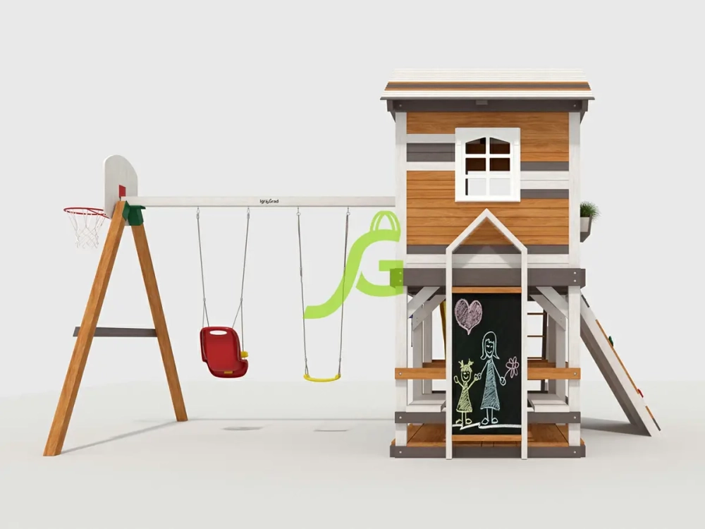 Детская деревянная площадка Домик 2 мод.1