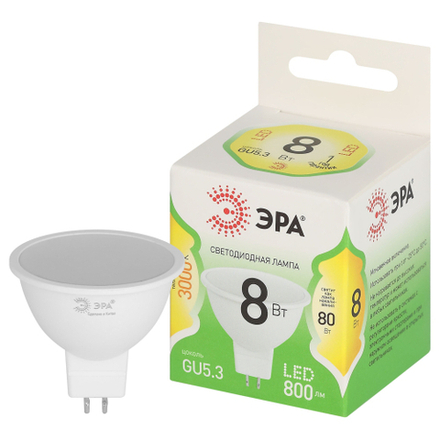 Лампочка светодиодная ЭРА GREEN LINE LED MR16-8W-830-GU5.3 GL GU5.3 8 Вт софит теплый свет