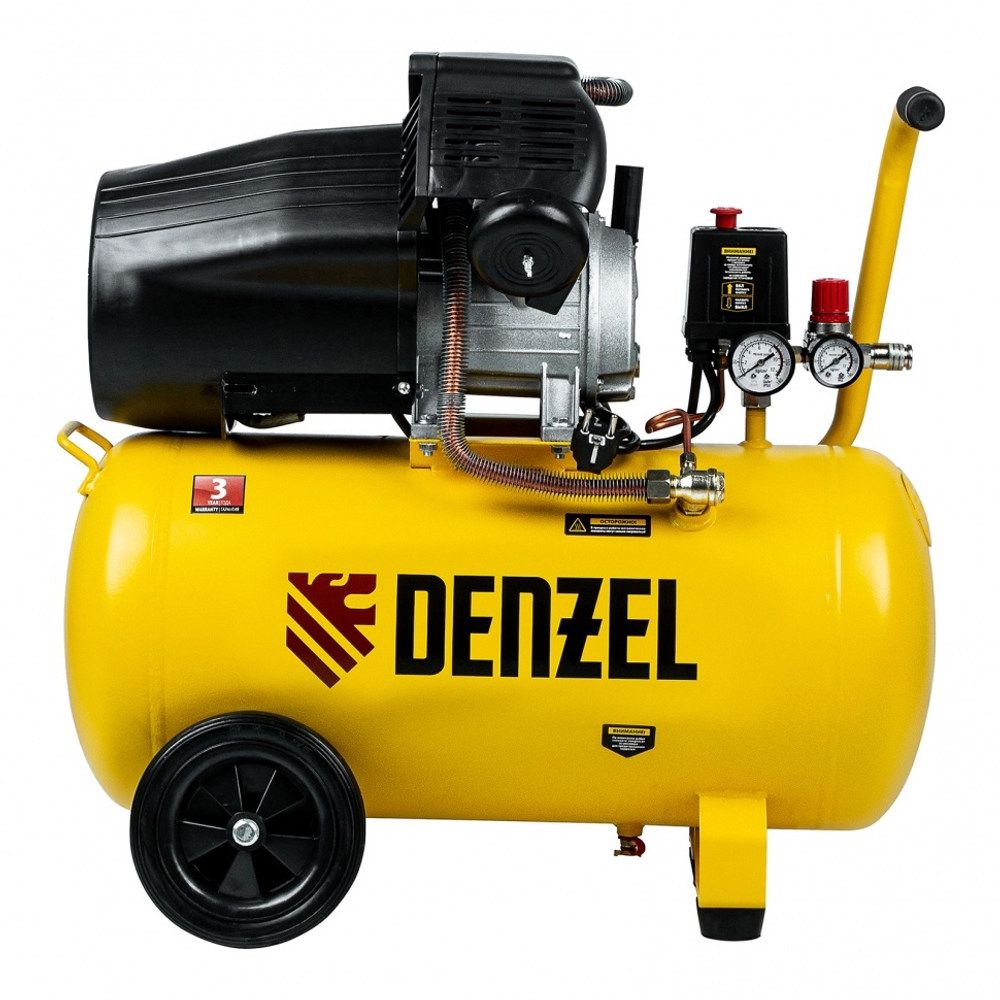 Компрессор воздушный DCV2200/50, прямой привод, 2.2 кВт, 50 литров, 380 л/мин Denzel