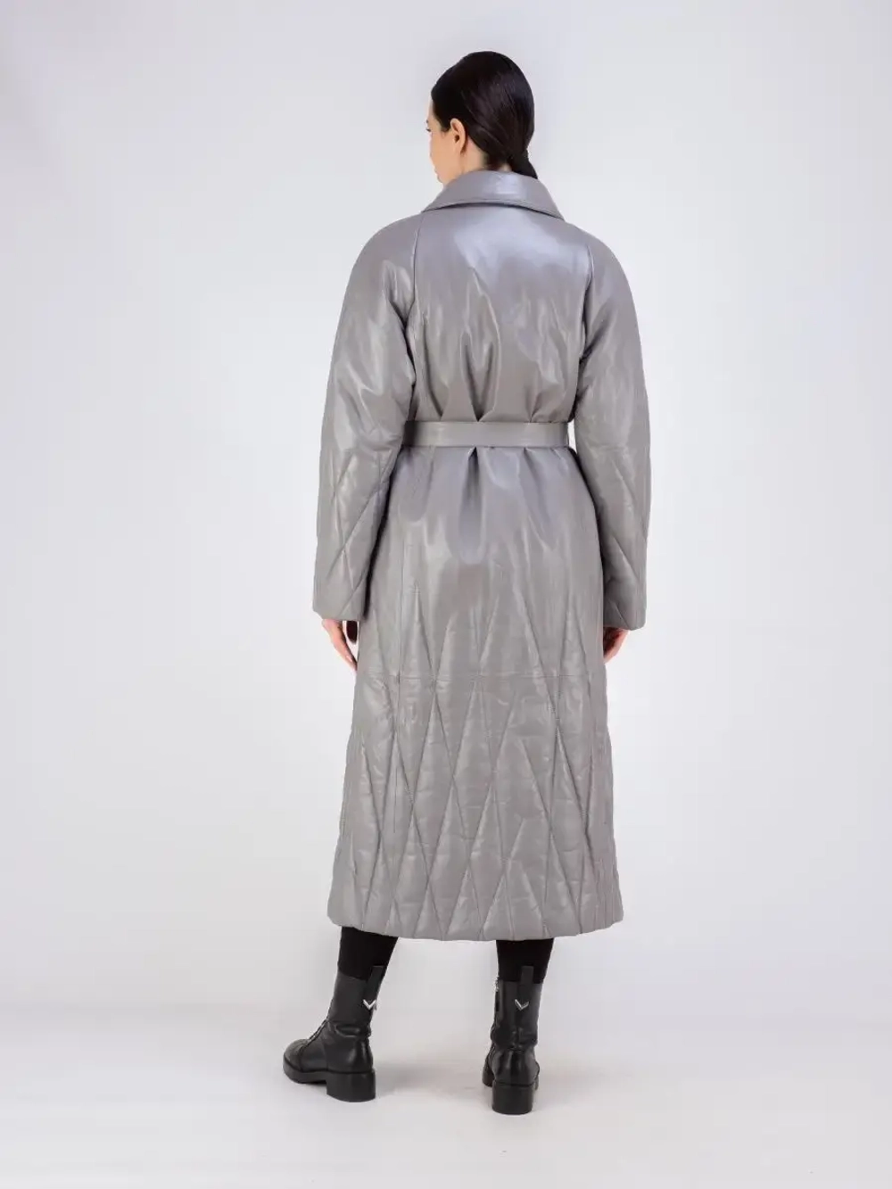 Пальто женское кожаное утепленное длинное Турция