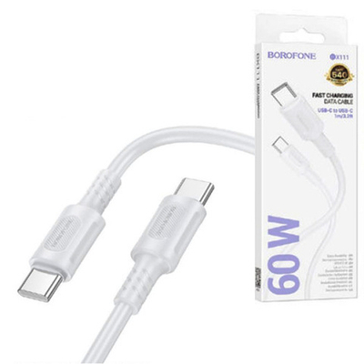 Borofone BX111 Type-C (m)-Type-C (m) 1м 3.0A 60W ПВХ белый