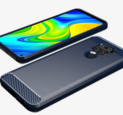 Мягкий чехол темно-синий на Xiaomi Redmi Note 9, серия Carbon от Caseport