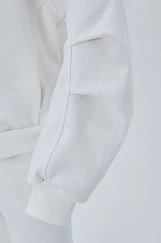 Худи на молнии с защипами на рукавах кремового цвета