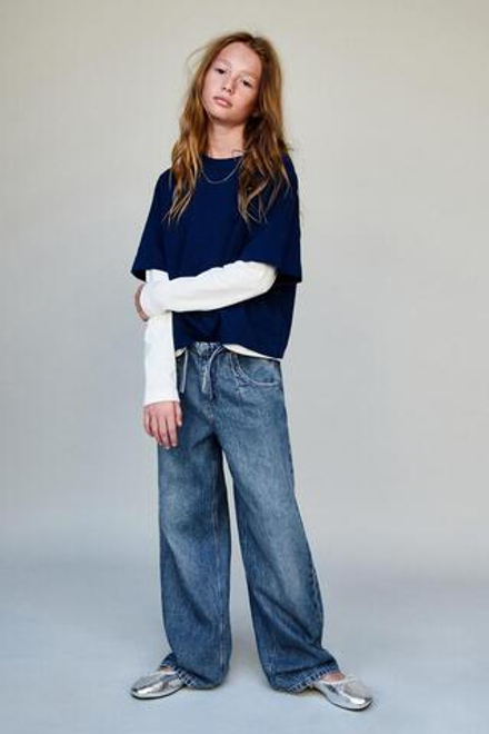 ZARA ДЖИНСЫ WIDE LEG, СИНИЙ