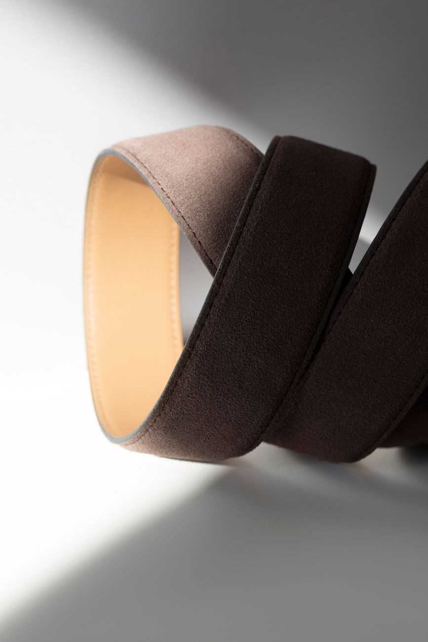 Классический ремень из замши, 35 мм; коричневый