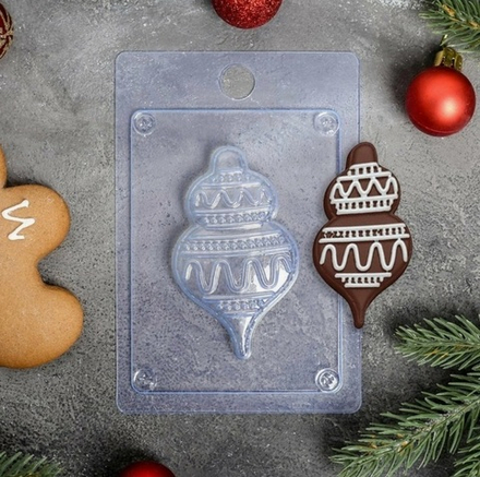 Пластиковая форма для шоколада новогодняя "Ёлочная игрушка"