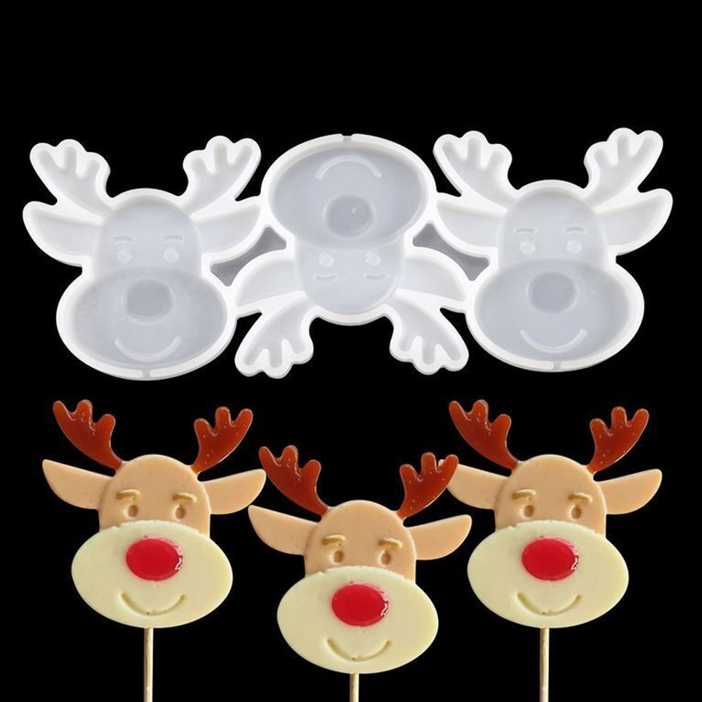 Силиконовая форма для леденцов «Рождественский олень»