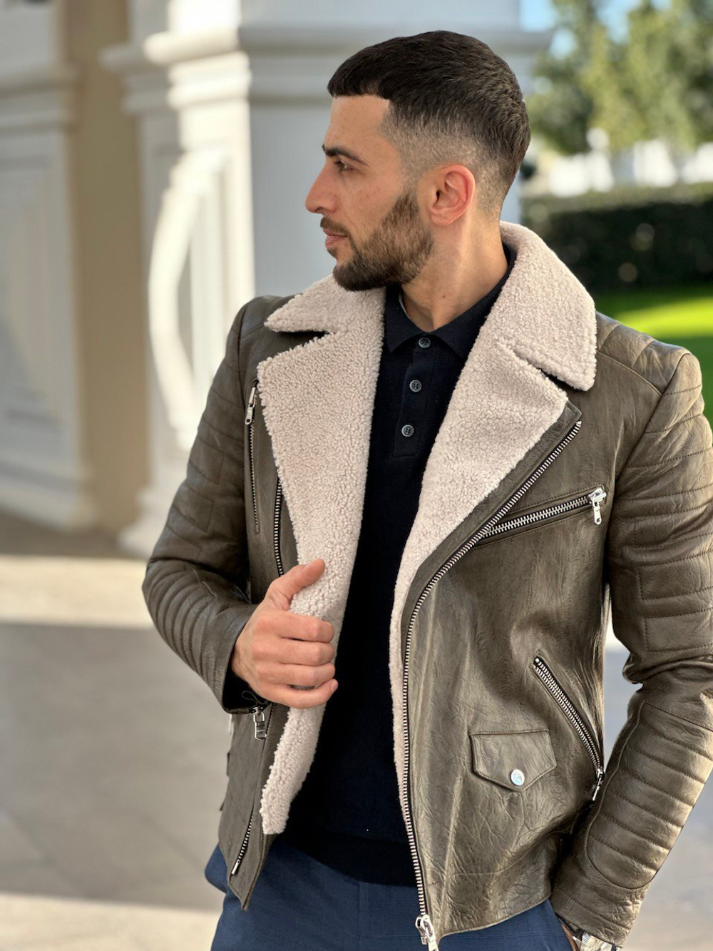 Дубленка коричневая кожаная