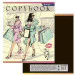 Тетрадь 36 л., А5, клетка, Alingar "Girls", скрепка, офсет, мелованный картон (стандарт), 5 дизайнов в пленке т/у