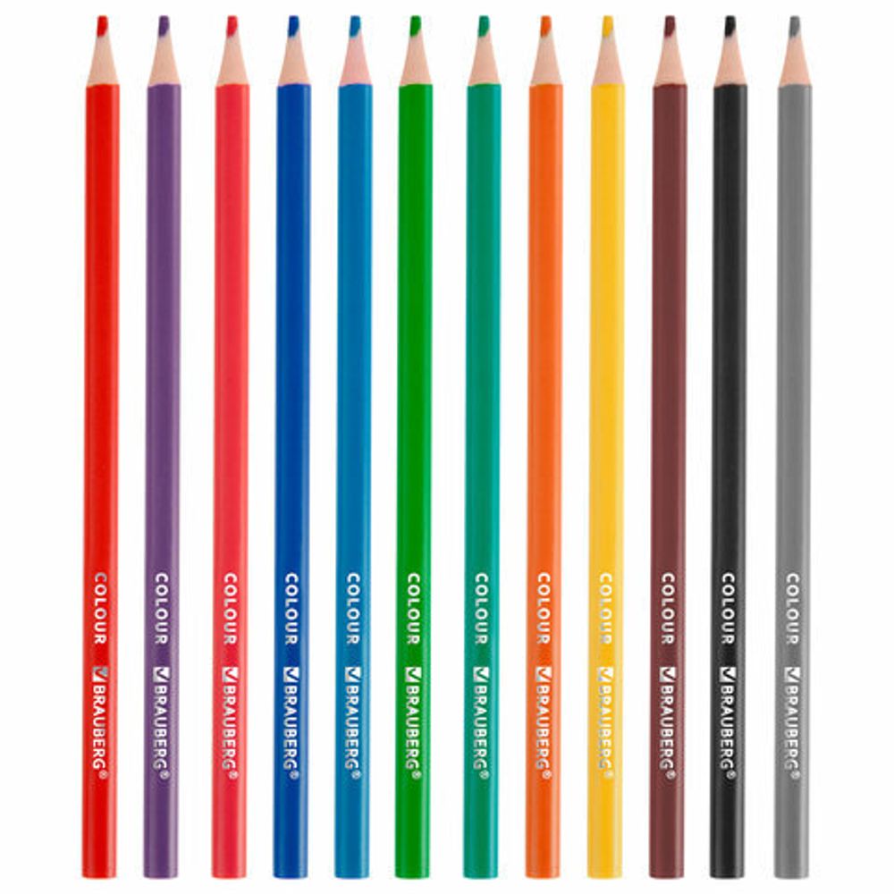 Карандаши цветные "АССОРТИ 8 ДИЗАЙНОВ 7+ лет", 12 цветов, трехгранные, BRAUBERG, 182056