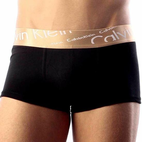 Мужские трусы боксеры черные с косой резинкой Calvin Klein Bronze Italics Boxer Black