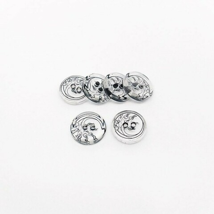 Т53 декор пришив.элемент 12 мм, цв.прозр с черн узором