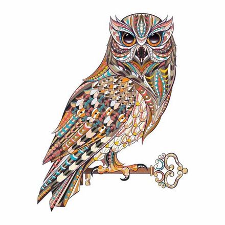 Панно настенное из дерева "Сова с ключом" 50х38 см.