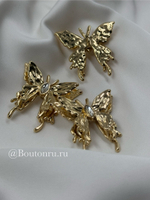 Пуговицы бабочки золотистые со стразами