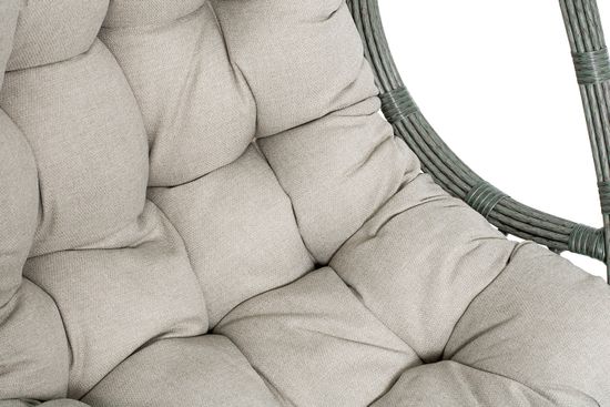 "Венеция" подвесное кресло-кокон из искусственного ротанга, цвет серый с бежевой подушкой