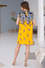 Коротенькое легкое платье на застежке с кармашками (Размер: M) (Цвет: желтый)