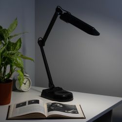 Настольный светильник ЭРА NL-202-G23-11W-BK с лампой PL на струбцине и с основанием черный