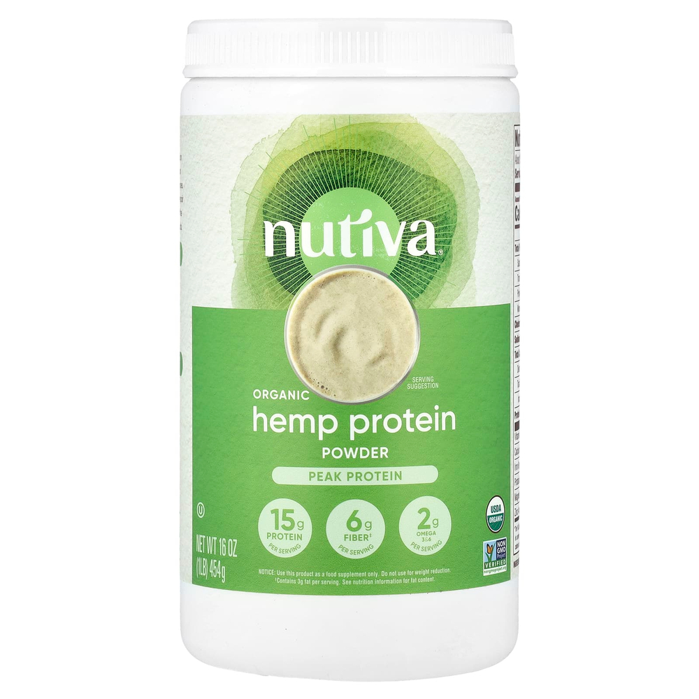 Nutiva, Порошок из органического конопляного протеина, 454 г (1 фунт)