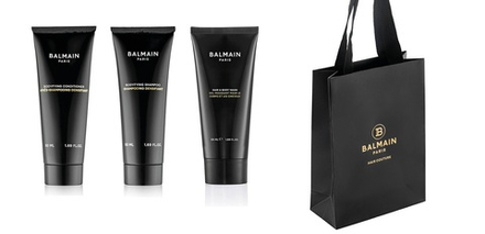 Balmain Hair Couture Мужской набор дорожный (Гель для волос и тела 50 мл, Шампунь 50 мл и Кондиционер 50 мл уплотняющие, Сумочка)