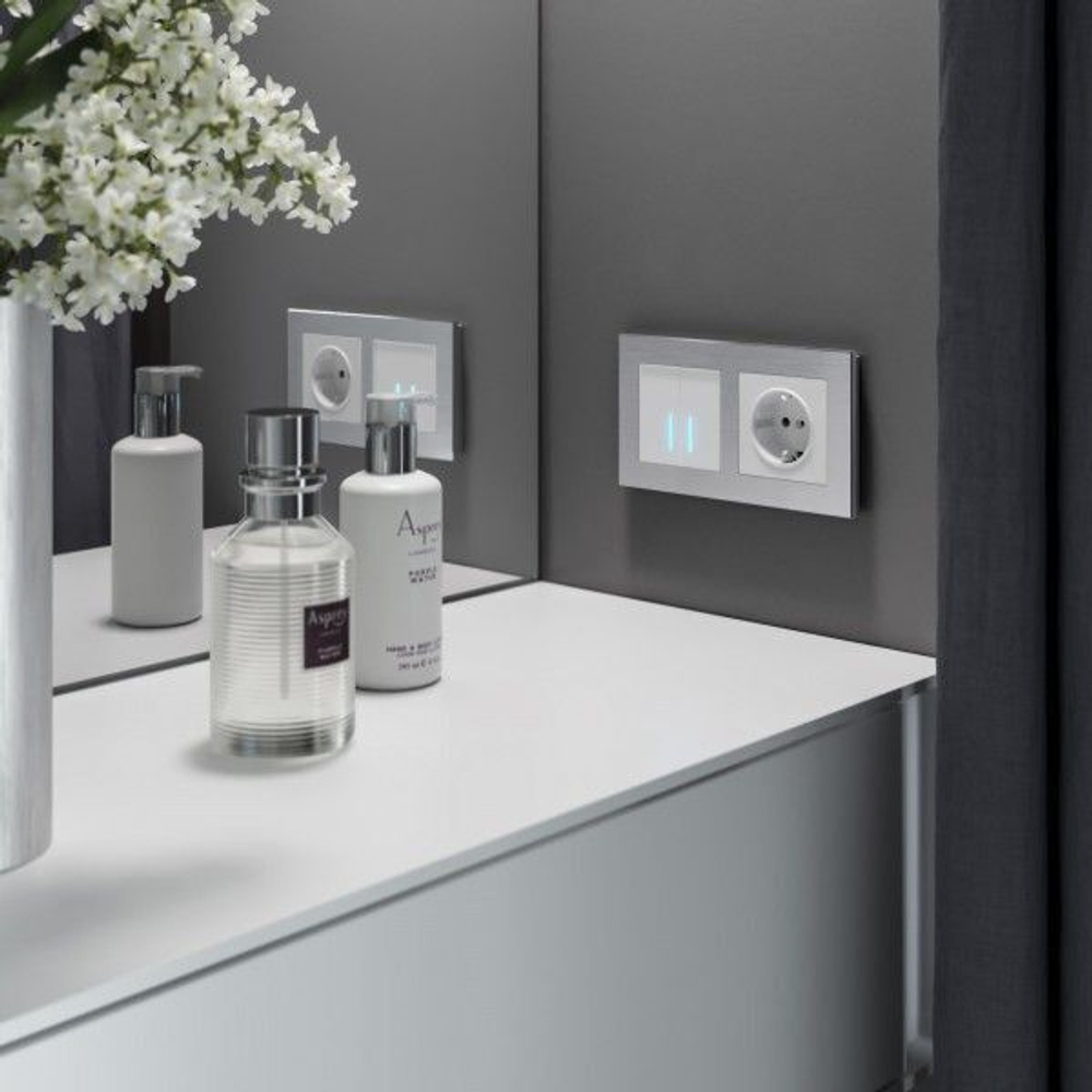 Умный сенсорный выключатель двухклавишный (белый)