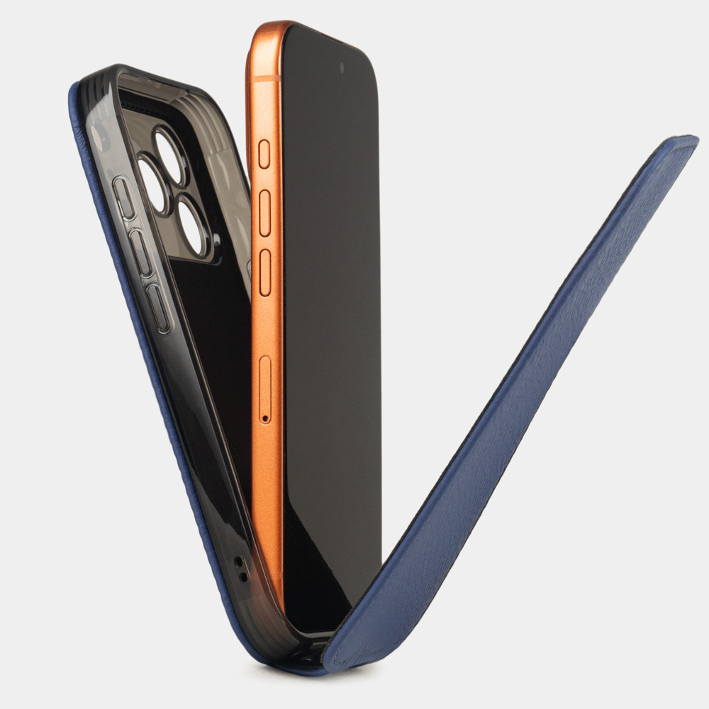 Кожаный чехол для iPhone 17 Pro Max, теленок цвета синий королевский