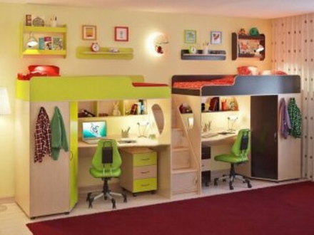 Детская стенка КарИВи Легенда 14 с полками 80х190  Дуб Молочный Венге