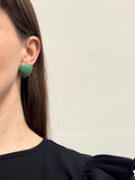 Серьги Сердечки с зелёной эмалью