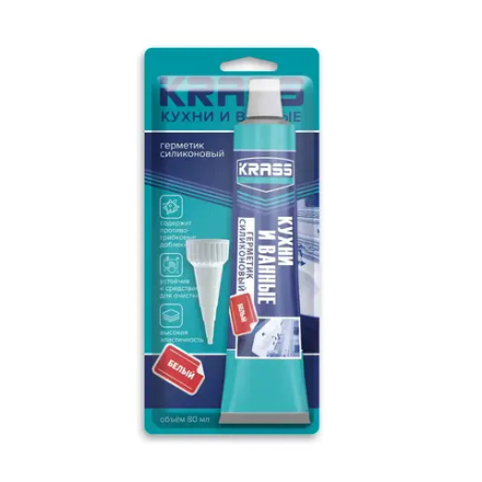 KRASS Герметик силиконовый для кухни и ванны БЕЛЫЙ 80мл КУХНИ И ВАННЫЕ (LAKRA)