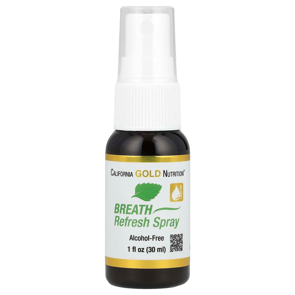 California Gold Nutrition, спрей для свежести дыхания, без спирта, со вкусом натуральной перечной мяты и корицы, 30 мл (1 жидк. унция)
