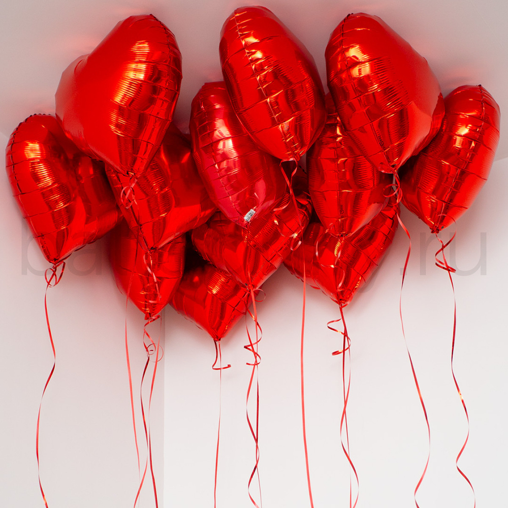 Шары россыпью "Алые сердца"