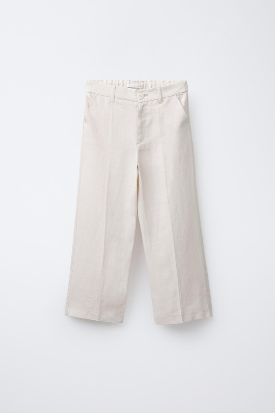 ZARA БРЮКИ ИЗ 100% ЛЬНА ПРЯМОГО КРОЯ, ПЕСОЧНЫЙ