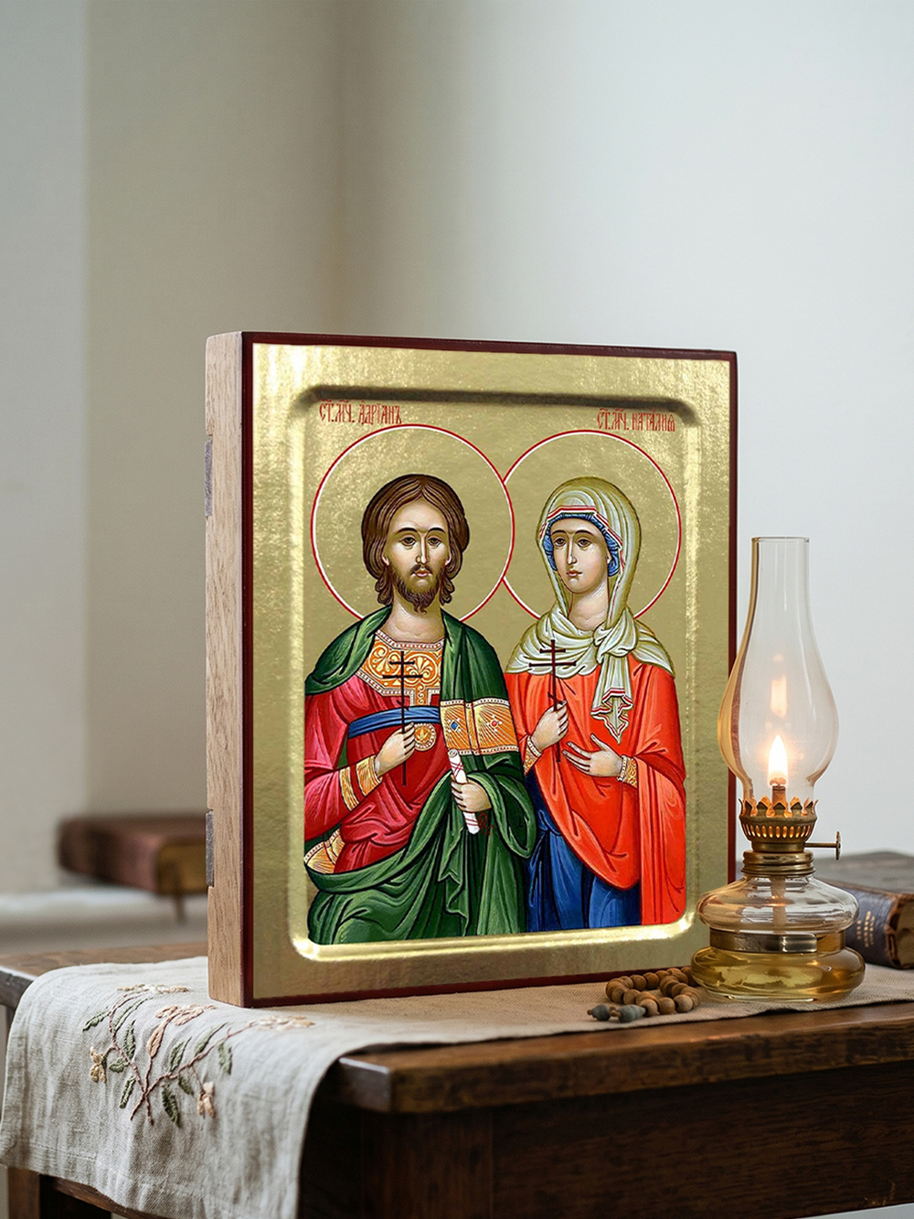 Икона Адриана и Наталии, святых мучеников на дереве: 125 х 160 (Синопсисъ)