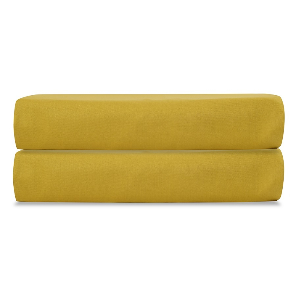 Простыня на резинке из сатина горчичного цвета из коллекции essential, 200х200 см