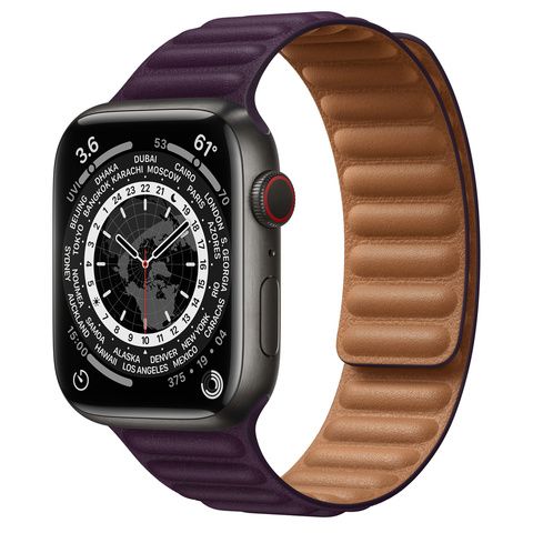 Умные часы Apple Watch Series 7 GPS + Cellular 45mm Space Black Titanium Case with Dark Cherry Leather Link
