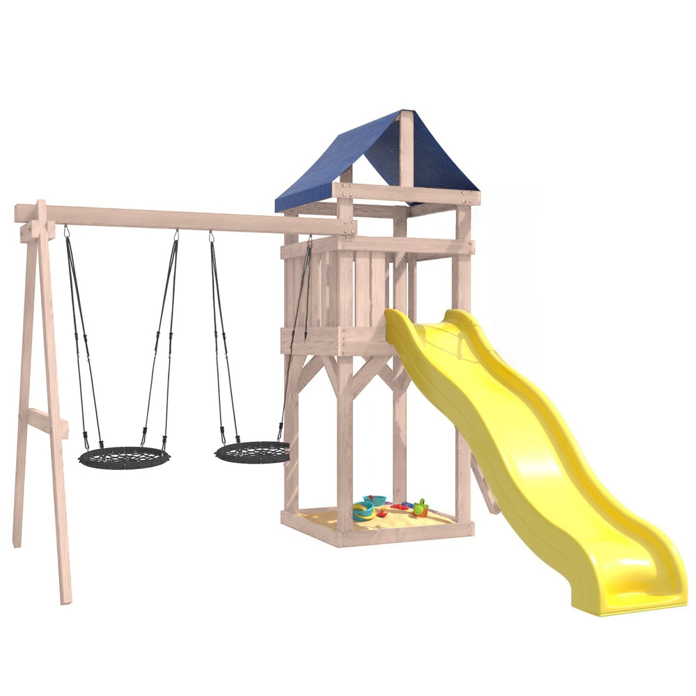Детская площадка неокрашенная Сlassic с качелями гнездо 60 см IgroWoods для улицы и дачи